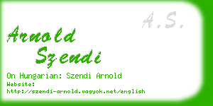 arnold szendi business card